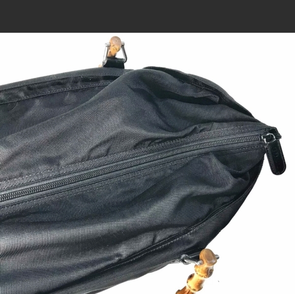 Gucci Bamboo Handled Black Nylon Tote - Picture 9 of 12